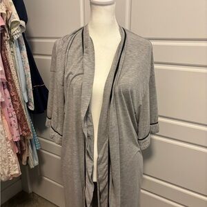 Gray Open Front Robe with Black Trim